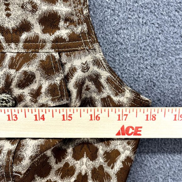 High Drama Vest Women 6 Brown Sleeveless Pockets Button Animal Print - Picture 10 of 16